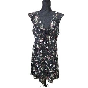 ANGELEYE Floral Black Ruffle Dress